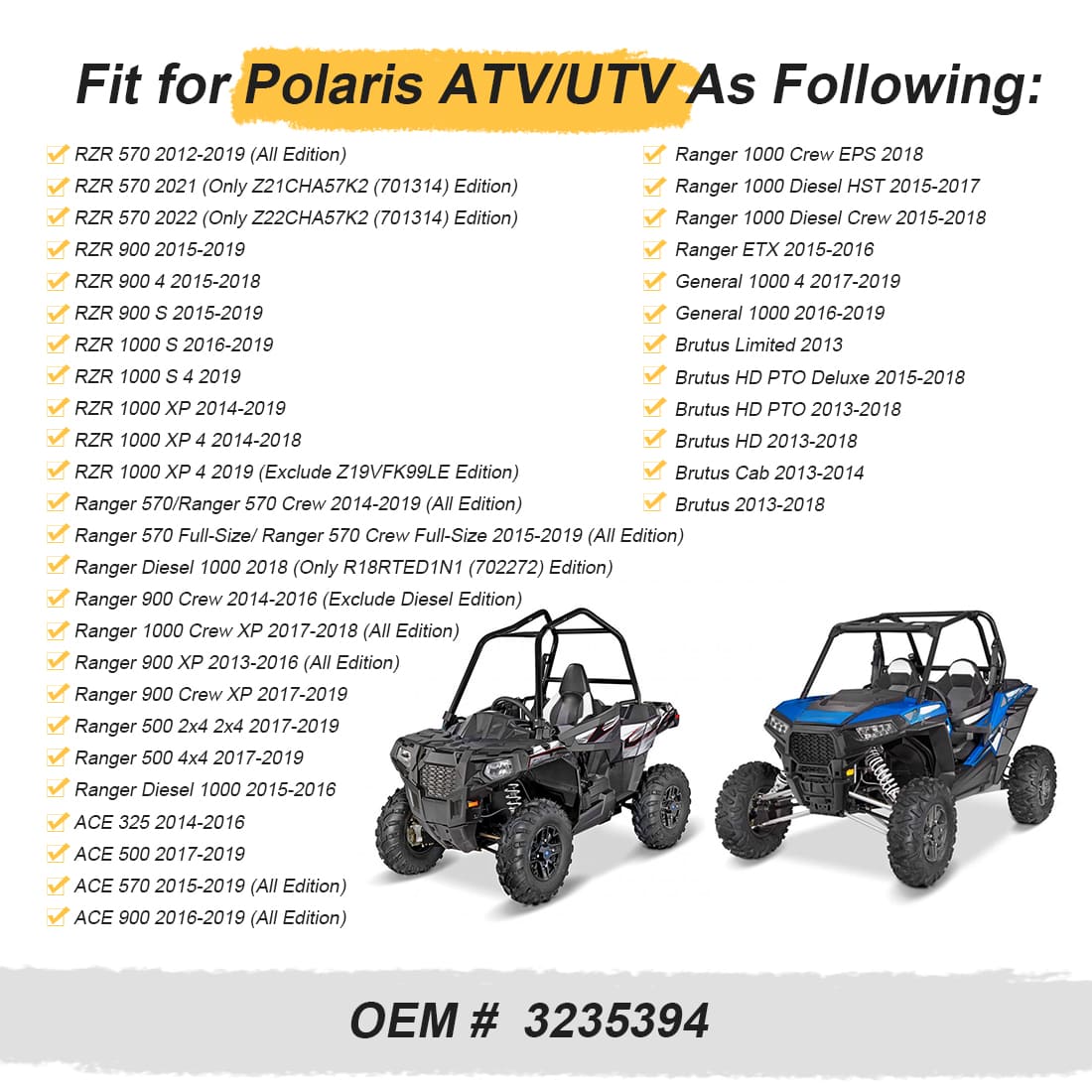 Front Output Shaft For Polaris RZR Ranger ACE General 500 900 1000 2012-2019 3235394