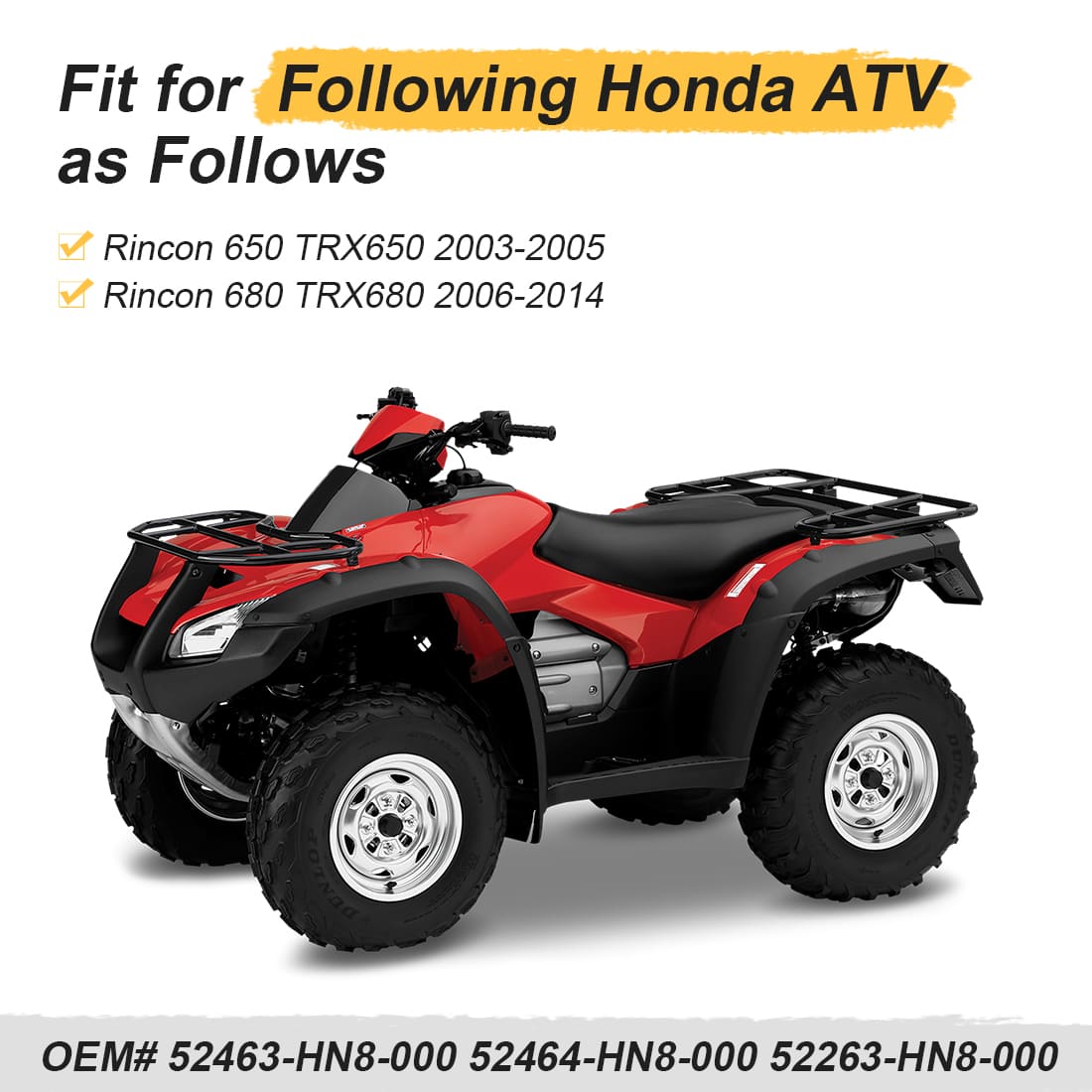 Rear Upper & Lower A-arm Bushing Shaft Kit For Honda ATV Rincon 650 680 TRX680 TRX650 2003-2014