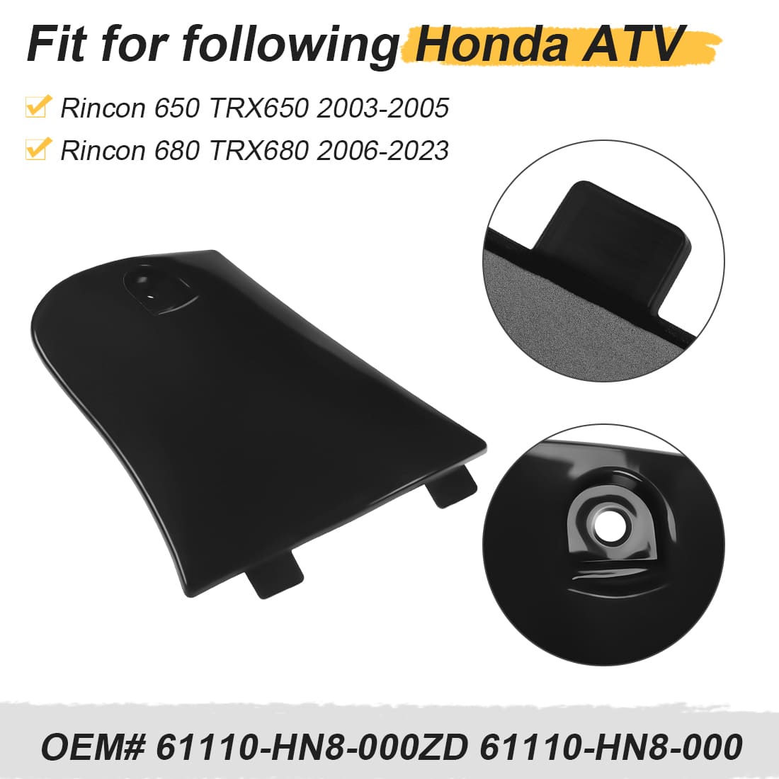 Utility Storage Box Cover Lid Black for Honda Rincon 680 650 TRX680 TRX650 2003-2023