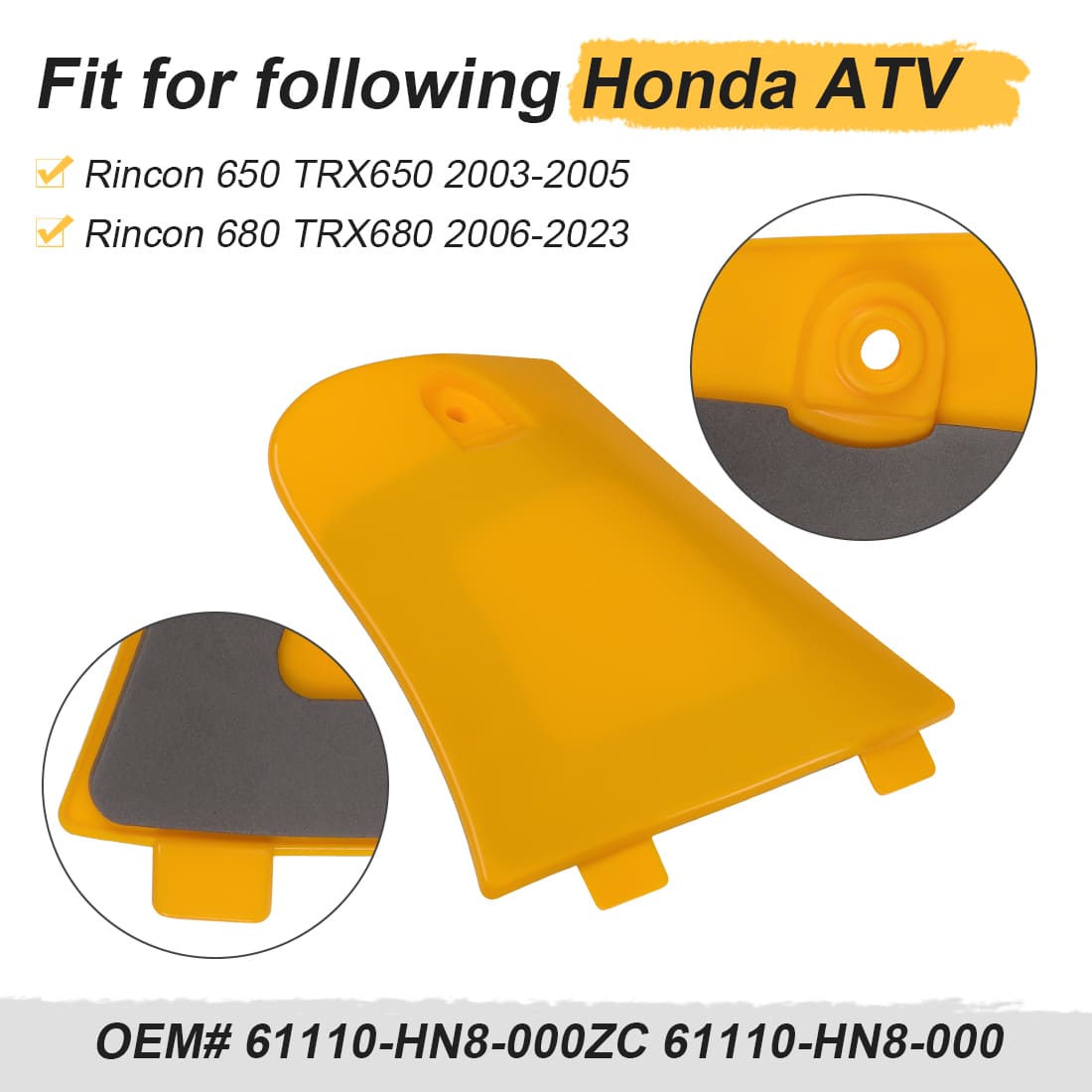Utility Storage Box Cover Lid Yellow for Honda Rincon 680 650 TRX680 TRX650 2003-2023