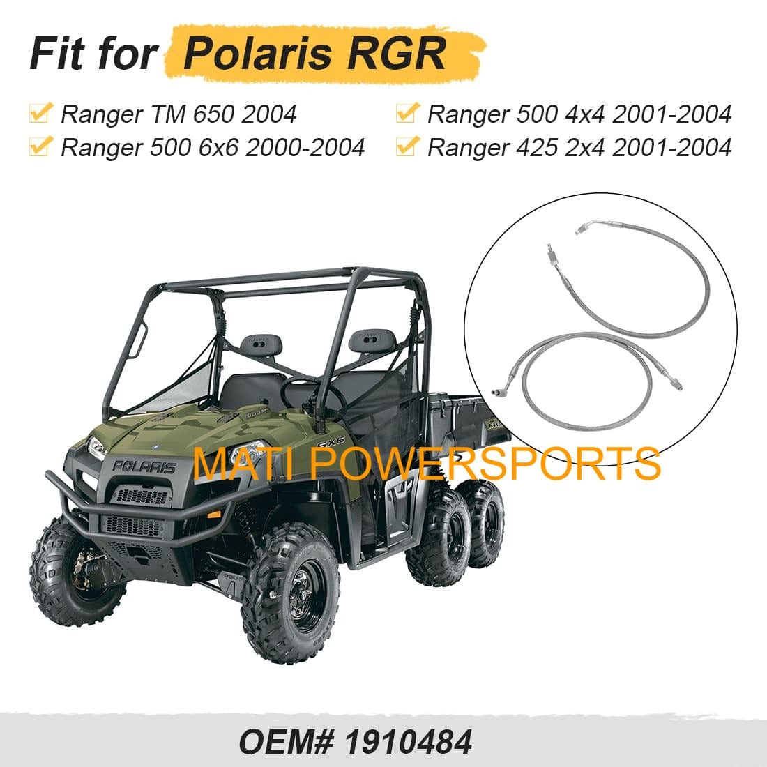 Front Left & Right Brake Hose Line For Polaris Ranger 500 425 TM 650 2000-2004 Sportsman 850 2011-2013 1910485