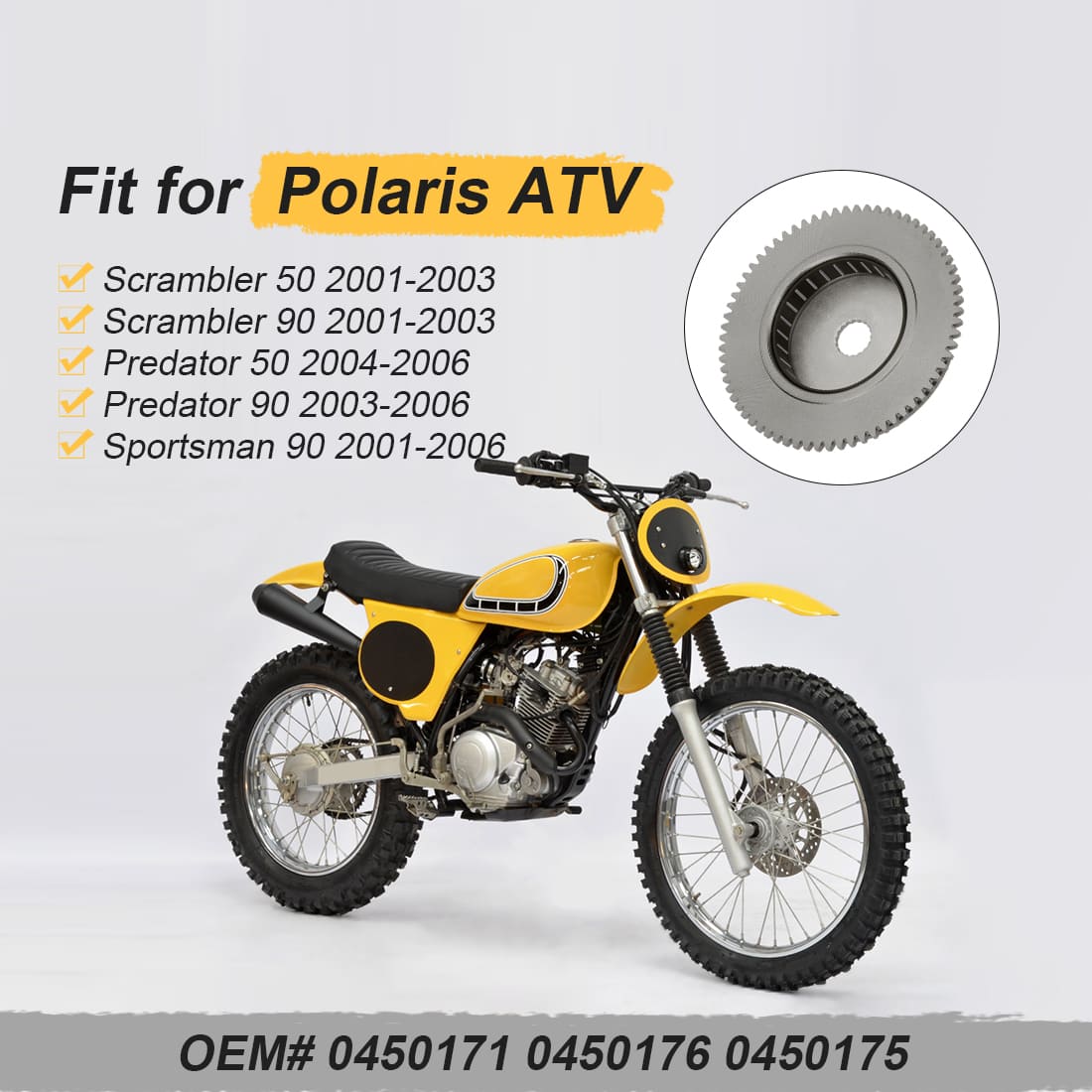 Starter Clutch Assy & Wheel Gear For Polaris Sportsman 90 Scrambler 90 Predator 90 2001-2006