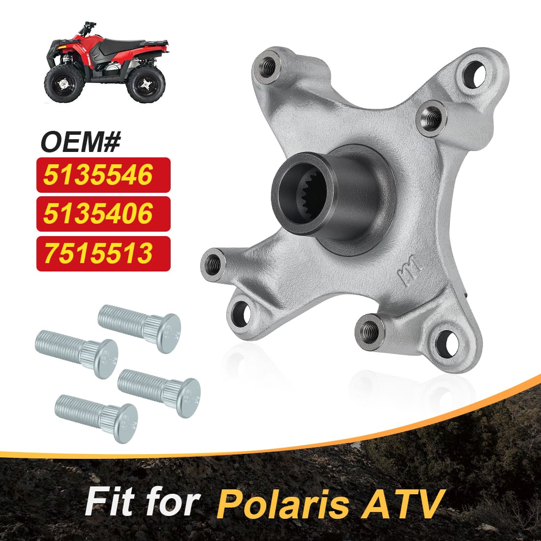 Rear Left/Right Hub & Bolts For Polaris Sportsman 300 400 HO Hawkeye 300 2006 & 2008-2011