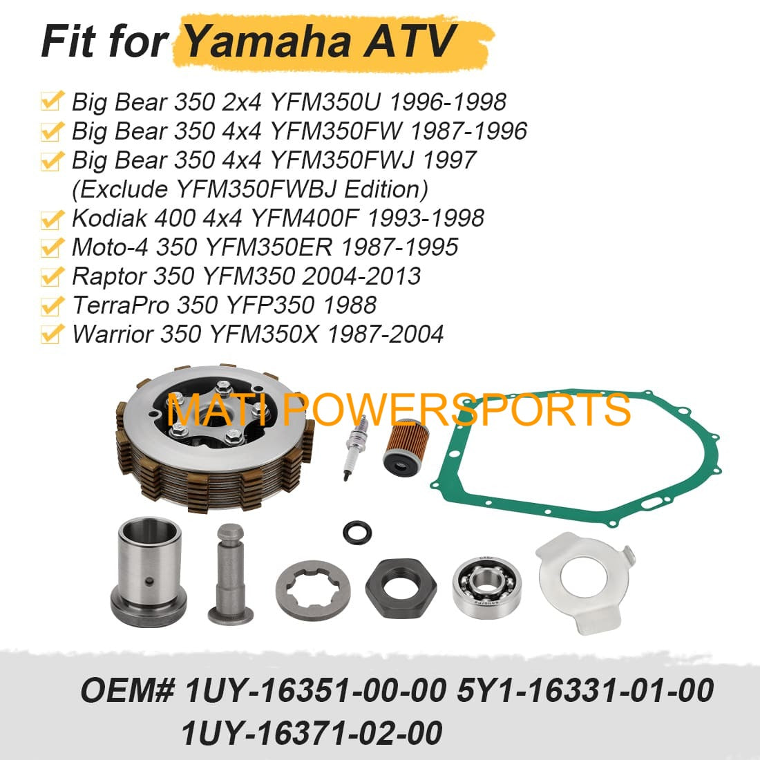 Heavy Duty Clutch Assembly Kit For Yamaha Big Bear Moto-4 Raptor TerraPro Warrior 350 Kodiak 400