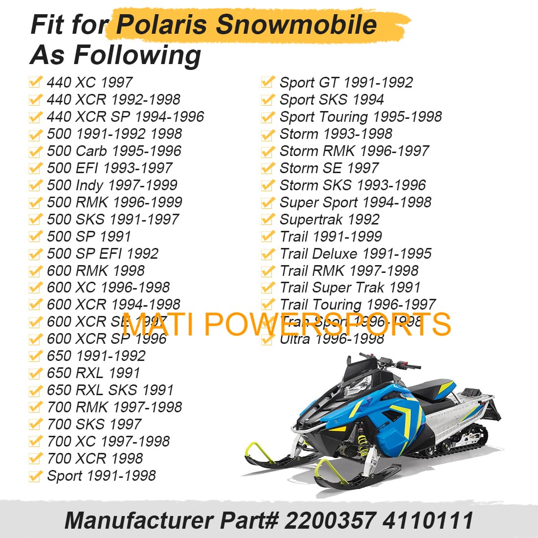 Ignition Key Switch for 1991-1999 Polaris Snowmobile 400 440 500 650 700 Sport Storm Trail Ultra XLT XCF Wide Trak RMK Indy SKS XCR