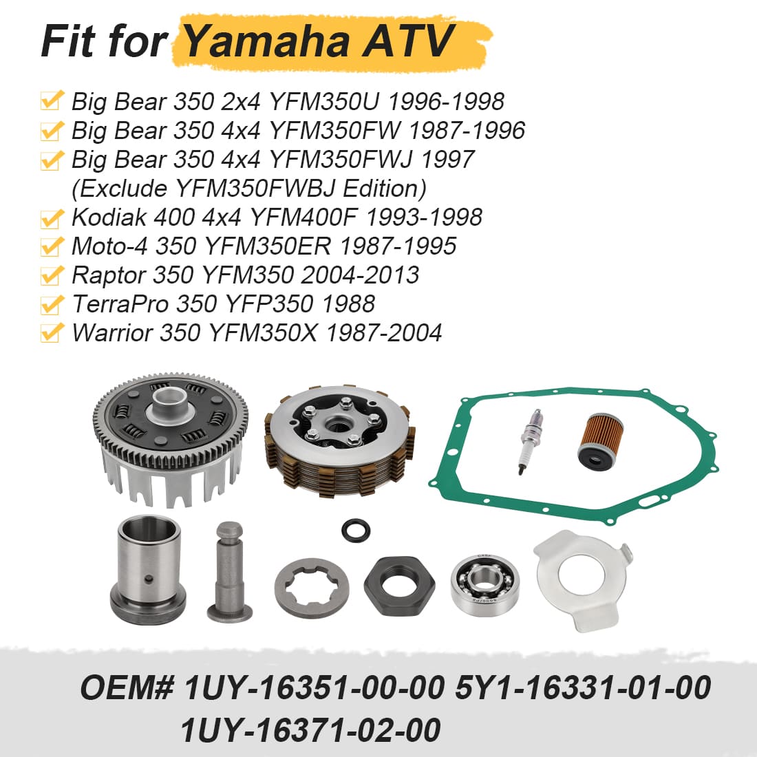 Heavy Duty Clutch Assembly kit & Clutch Basket & Gasket For Yamaha Kodiak 400 Raptor Warrior Big Bear 350