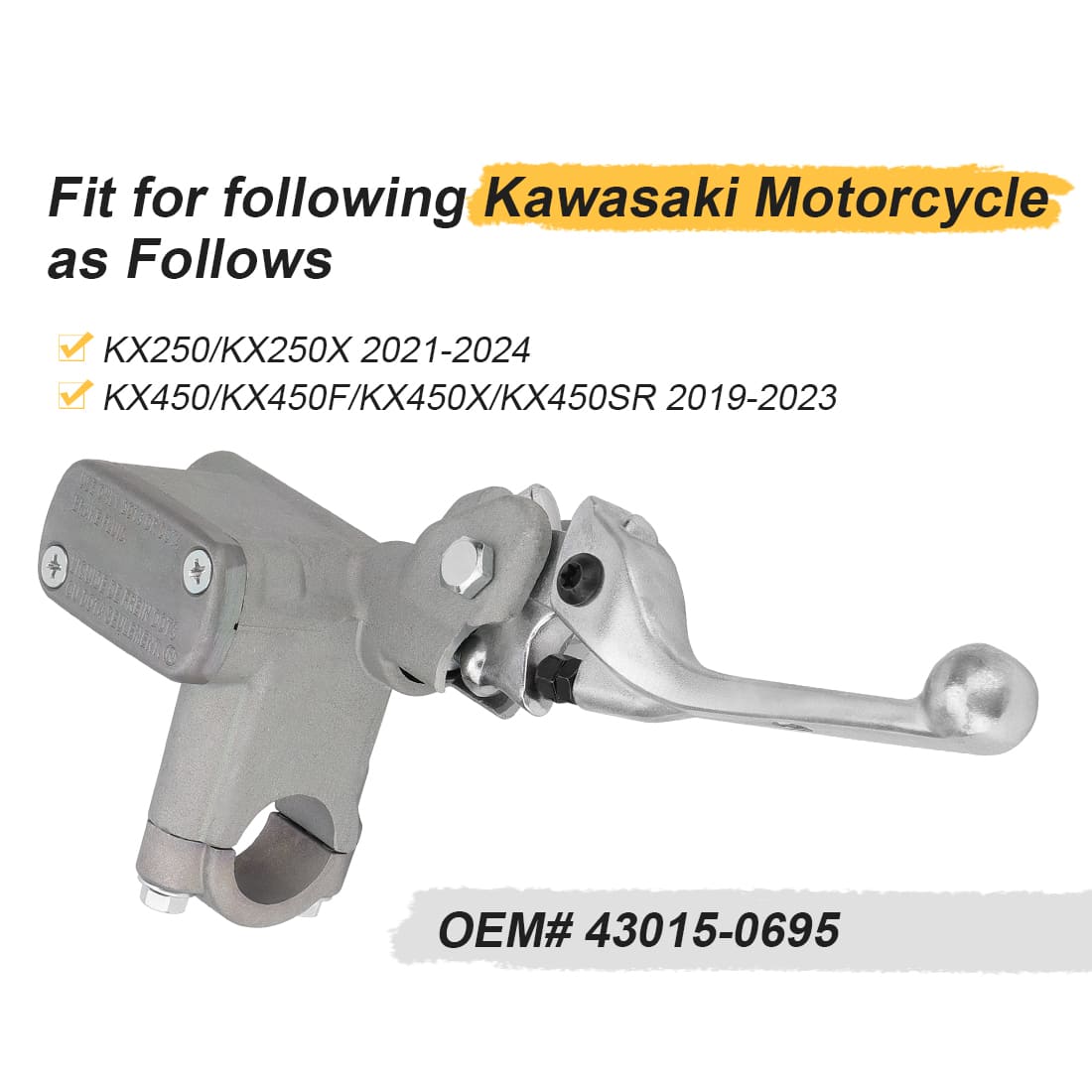 Front Brake Master Cylinder for Kawasaki KX450 450F/X/R 2019-2023 KX250 KX250X 2021-2024 43015-0695