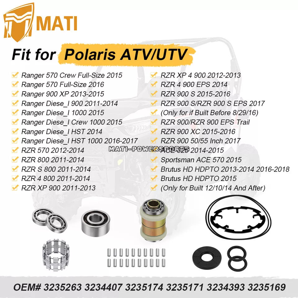 Front Differential Rebuild Kit With Output Hub Assembly For Polaris Ranger 570 RZR 570 900 Ranger Diesel 1000 900 HST
