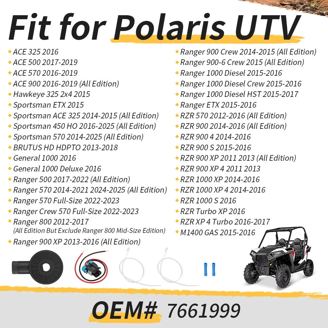 Gear Position Sensor & Pigtail Harness for Polaris Ranger RZR Sportsman ACE 2011-2025 7661999