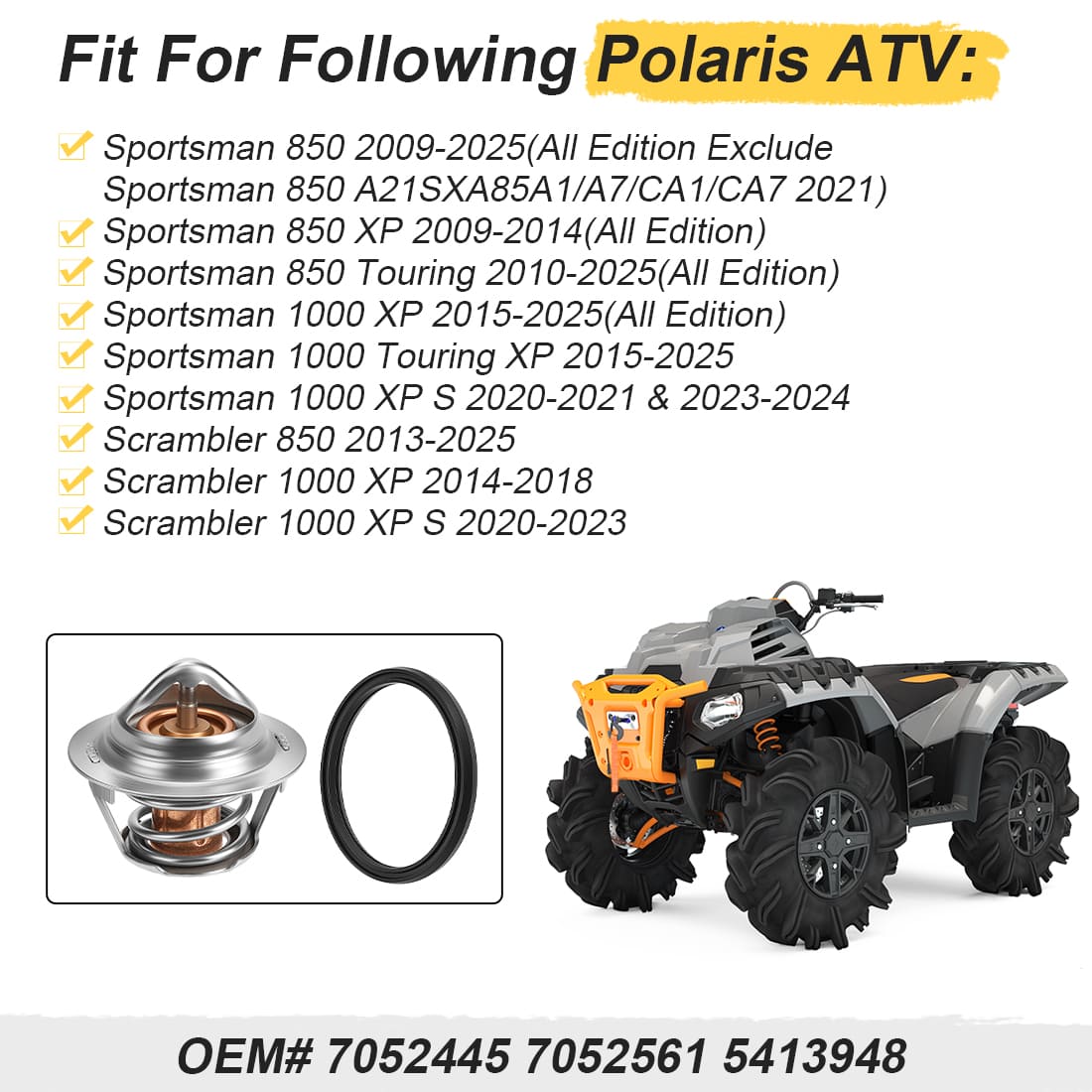 Thermostat & Seal For Polaris Sportsman Scrambler 850 1000 2009-2025 7052445 7052561