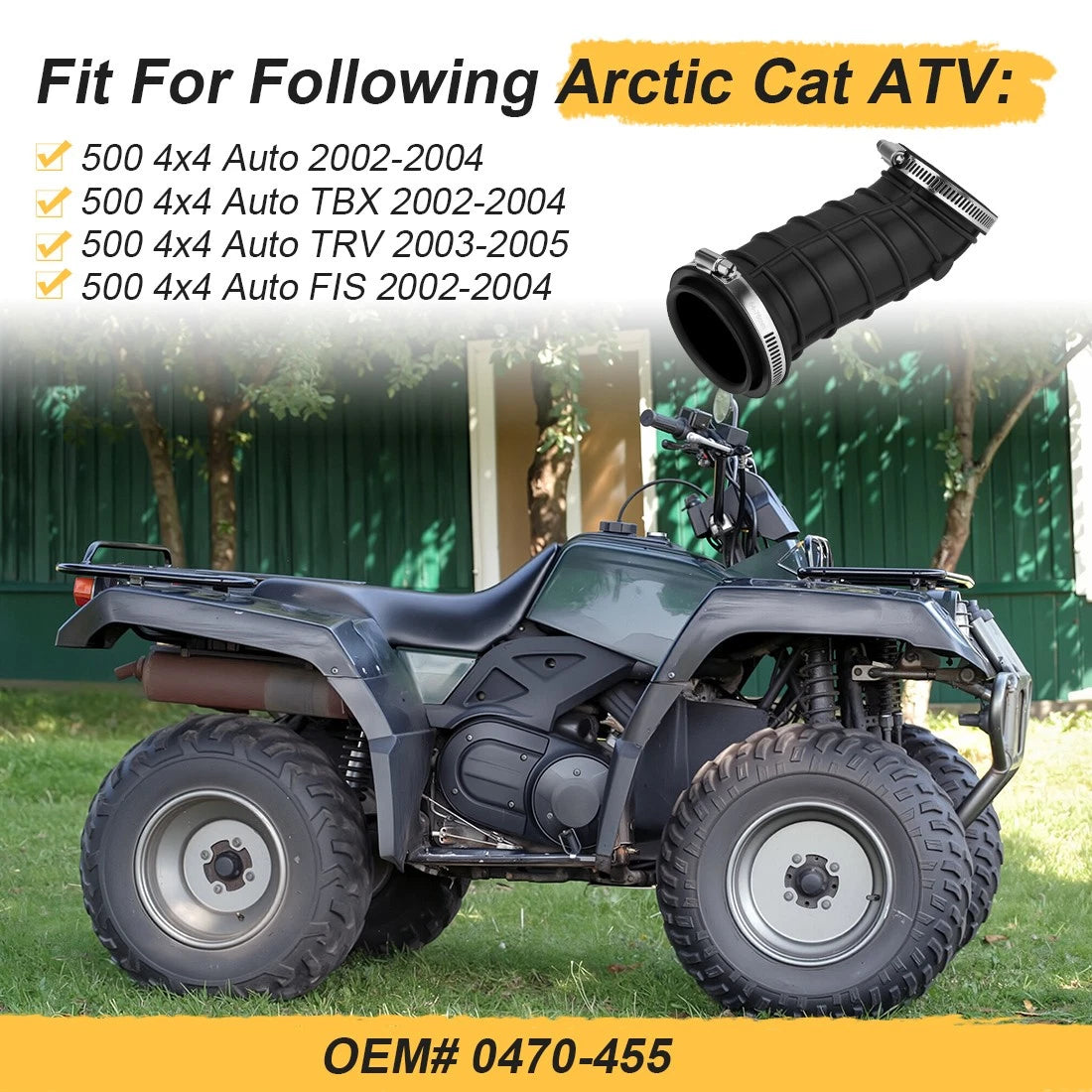 Air Intake Boot to Carb Boot For Arctic Cat 500 4x4 Auto 2002-2005 0470-455