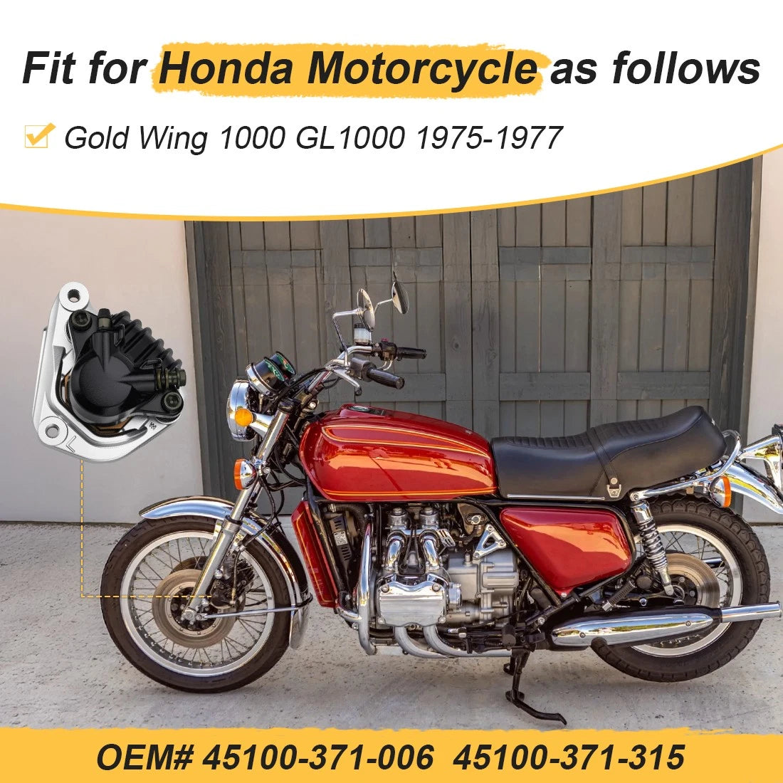 Front Left Brake Caliper For Honda GL1000 Gold Wing 1000 1975-1977 45100-371-315