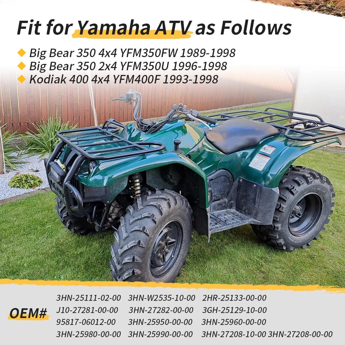 Front Brake Drum Hub Plate Shoes Cylinder Kit for Yamaha YFM350 YFM400 1989-1998