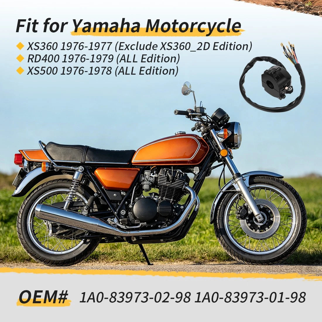 Left Handlebar Switch For Yamaha RD400 XS360 XS500 1976-1979 1A0-83973-02-98