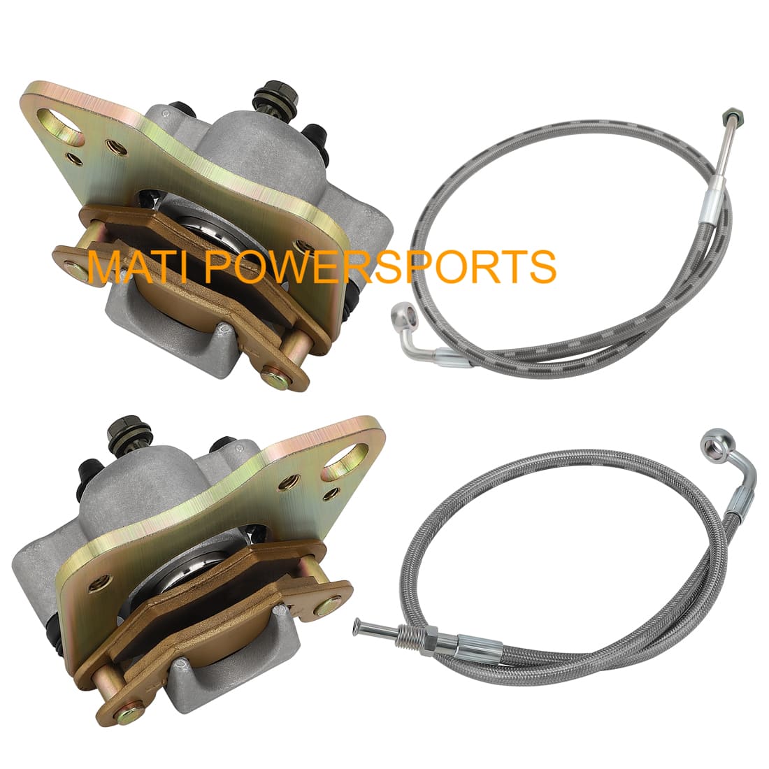 Front Brake Calipers & Hose Lines for Polaris Trail Boss 330 Scrambler 500 Hawkeye 325 400 1910877 1910878