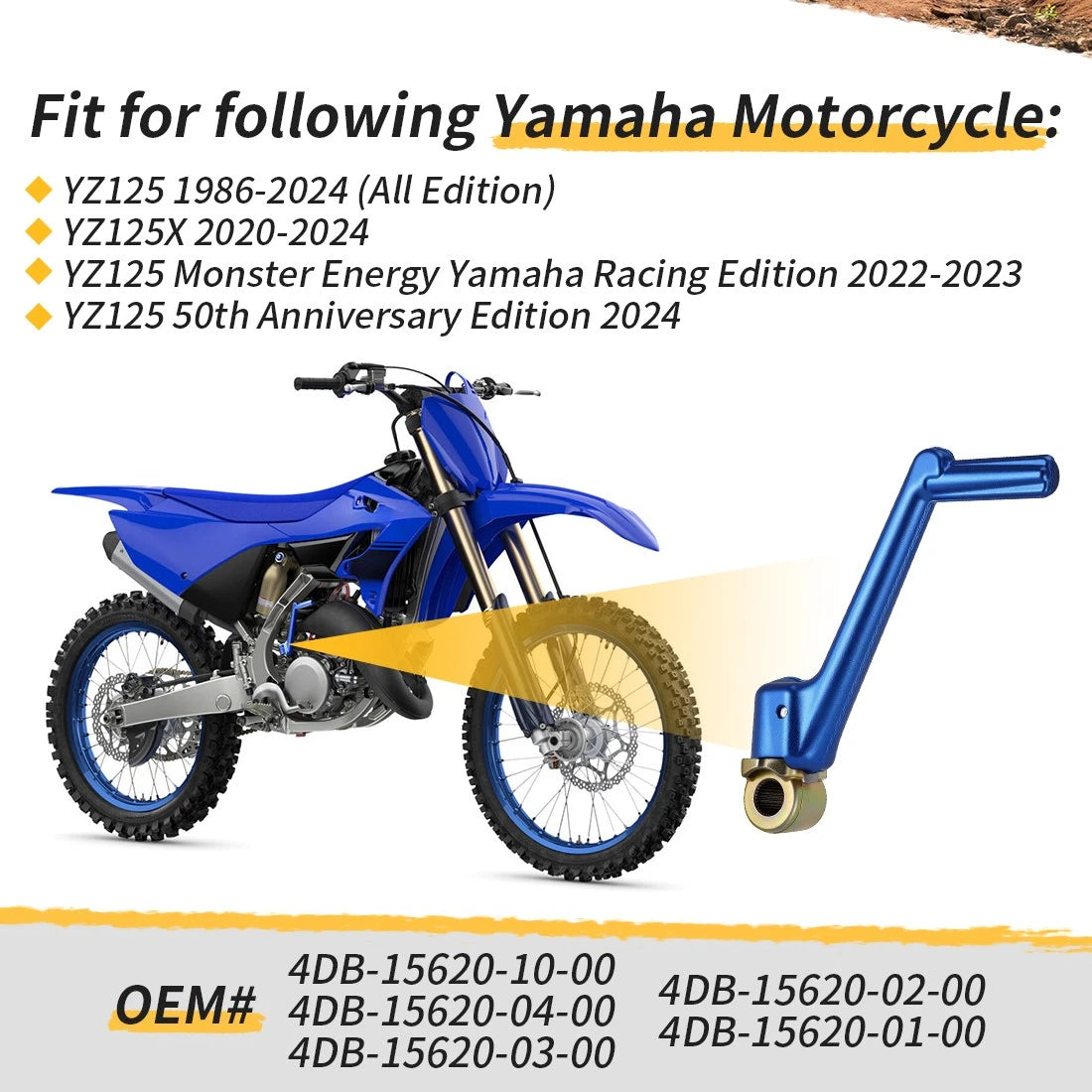 Blue Kick Start Lever Pedal For Yamaha YZ125 1986-2024 YZ125X 4DB-15620-10-00