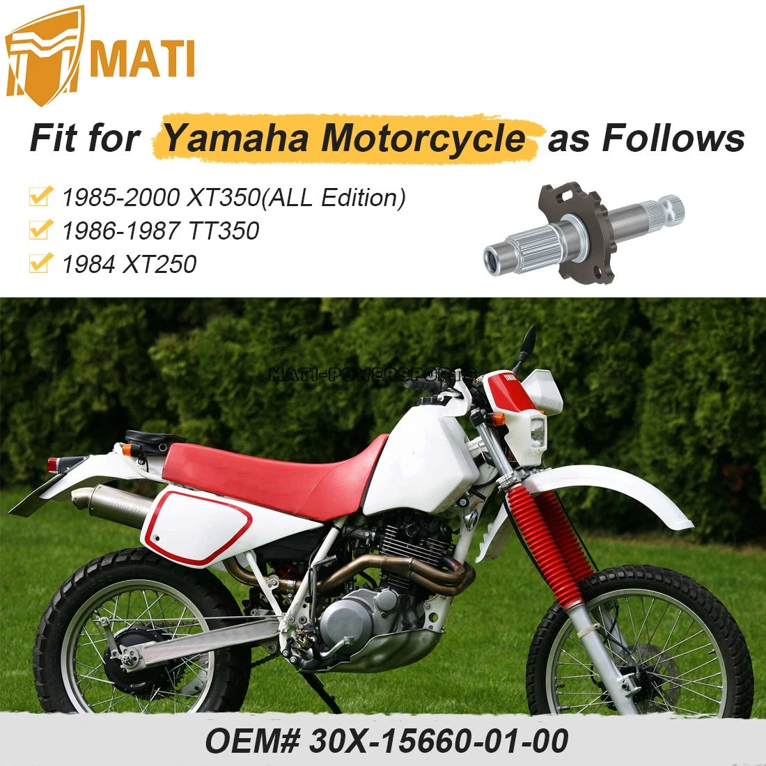 Kickstart Shaft Kick Axle For Yamaha XT250 XT350 TT350 1984-2000 30X-15660-01-00