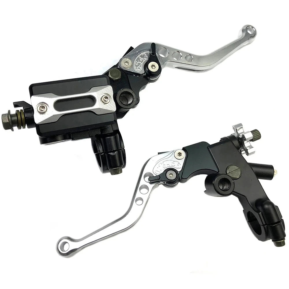 Motorcycle Universal Brake Clutch Master Cylinder 7/8" 22mm Lever - Compatible with Cable Clutch Sport Bikes, Scooters, Dirt Bikes Silver CHINA