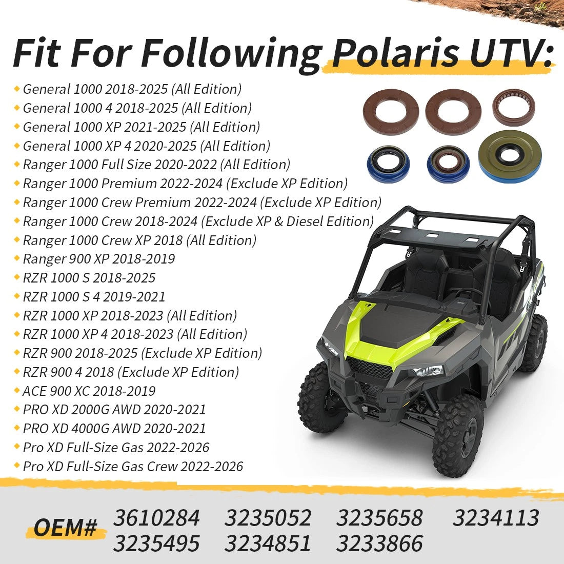 Transmission Axle Crankshaft Seal Kit Oil Seals For Polaris RZR Ranger 1000 900 3610284 3235052