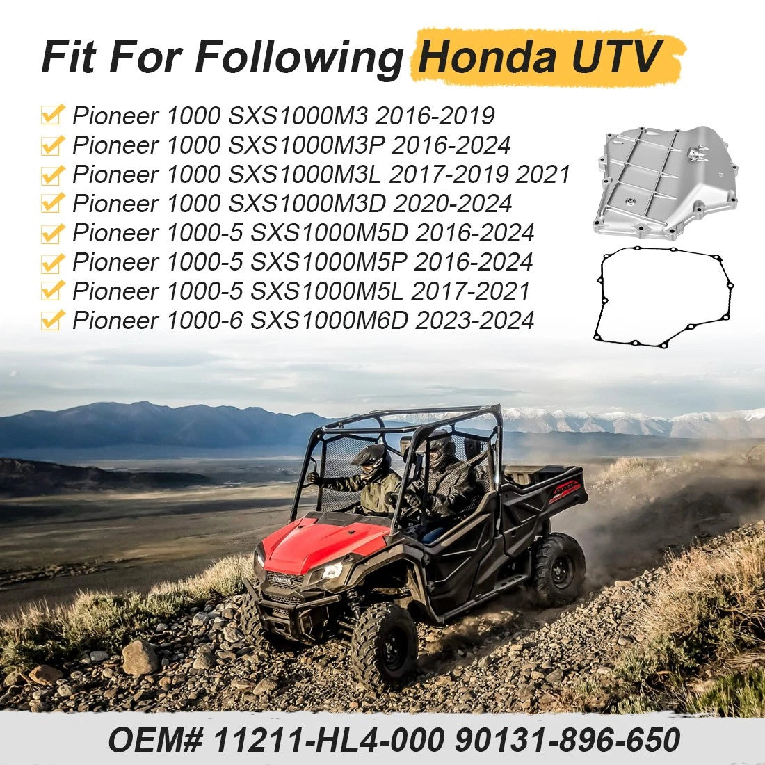 Oil Pan And Gasket For Honda Pioneer 1000 SXS1000M3 SXS1000M5 SXS1000M6 2016-2024 11211-HL4-000