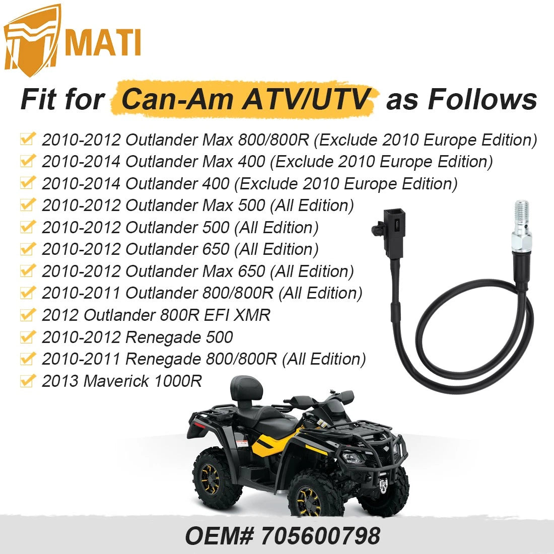 Brake Light Switch For Can-Am Renegade Outlander Max 400 500 650 800 10-14 Maverick 1000R 705600798