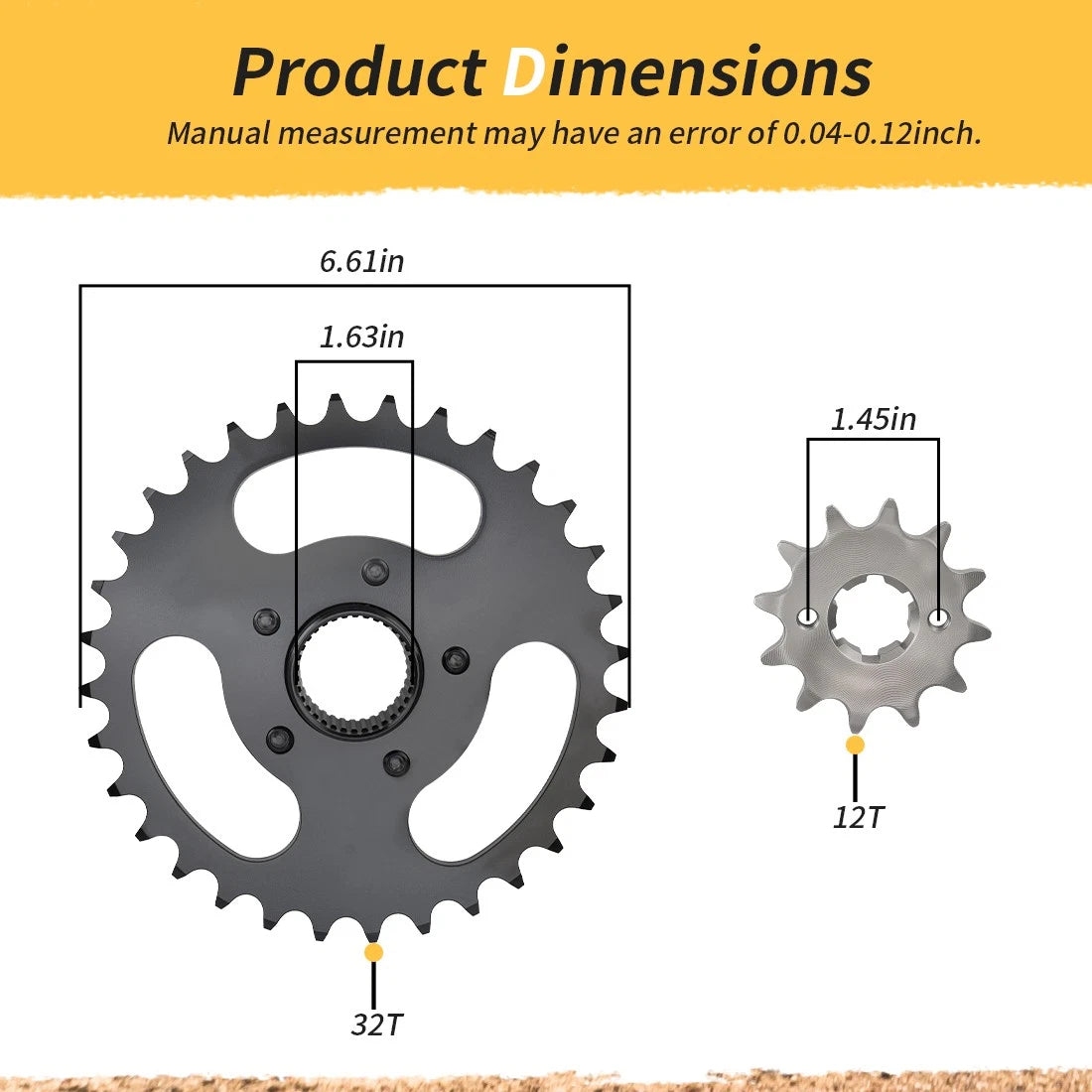 For Polaris RZR 170 2017-2021 60L X-Ring Drive Chain & Drive Sprocket Assembly 0454771 0454563 0455224