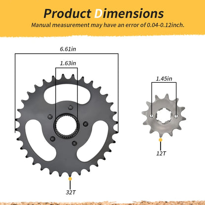 For Polaris RZR 170 2017-2021 60L X-Ring Drive Chain & Drive Sprocket Assembly 0454771 0454563 0455224