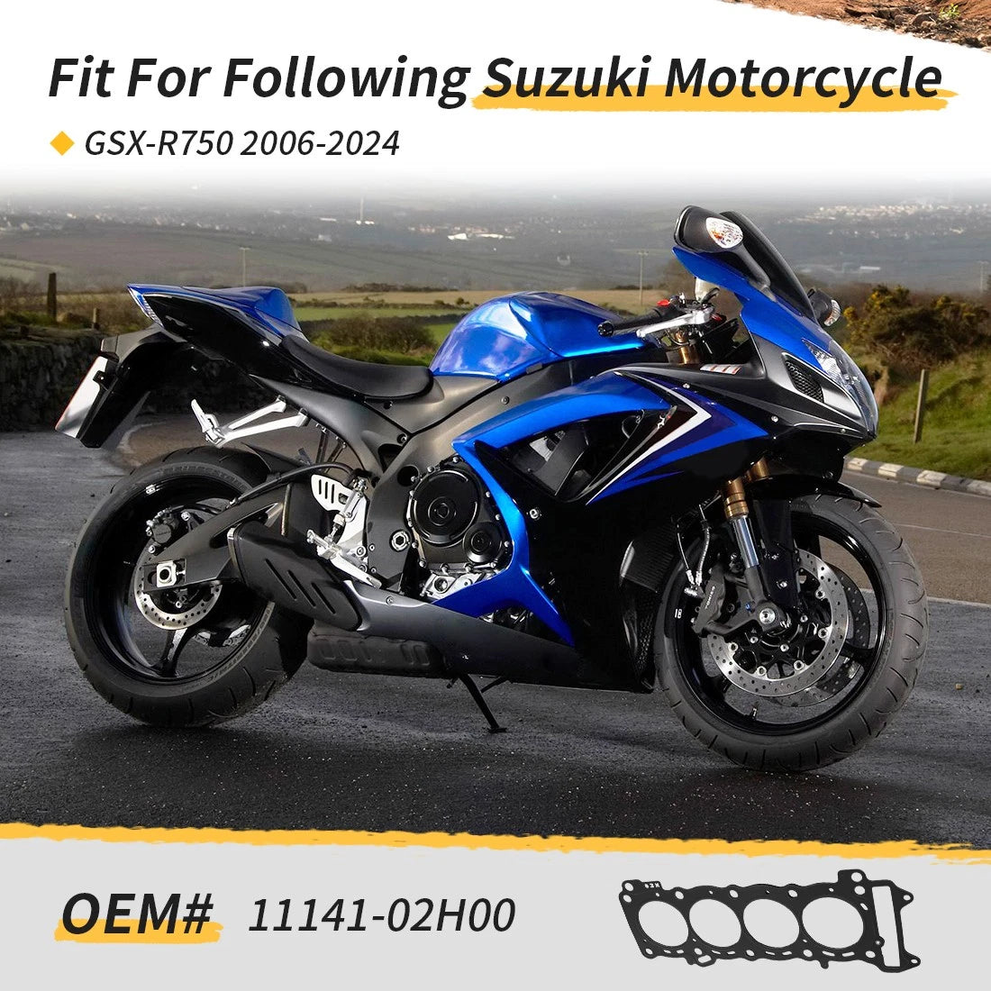 Cylinder Head Gasket For Suzuki GSX-R750 2006-2024 11141-02H00