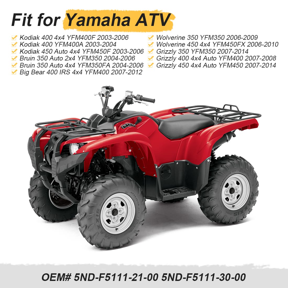 Front Wheel Hubs For Yamaha YFM350 YFM400 YFM450 2003-2014 5ND-F5111-21-00