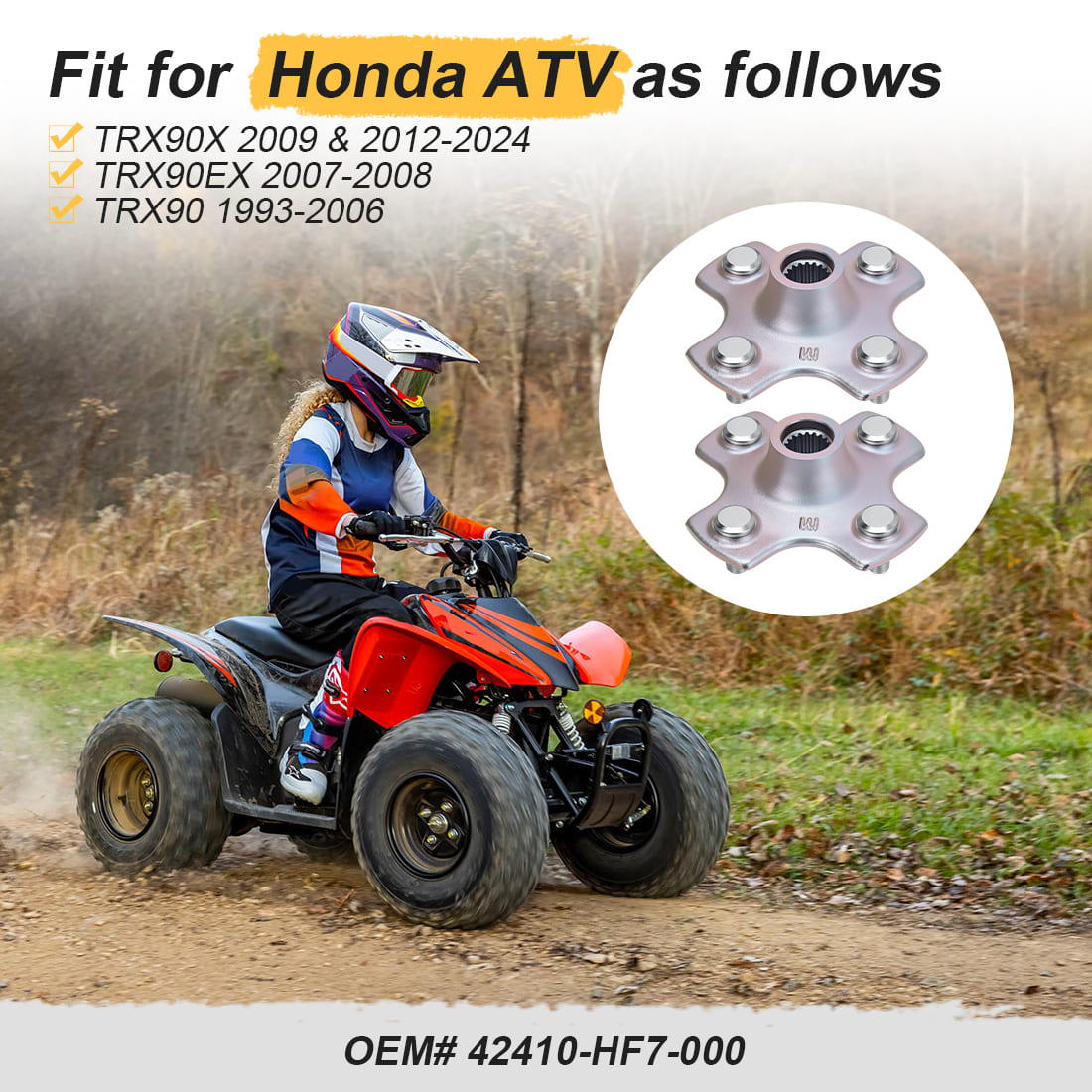 Rear Wheel Hubs For Honda TRX90 TRX90X TRX90EX 1993-2024 42410-HF7-000