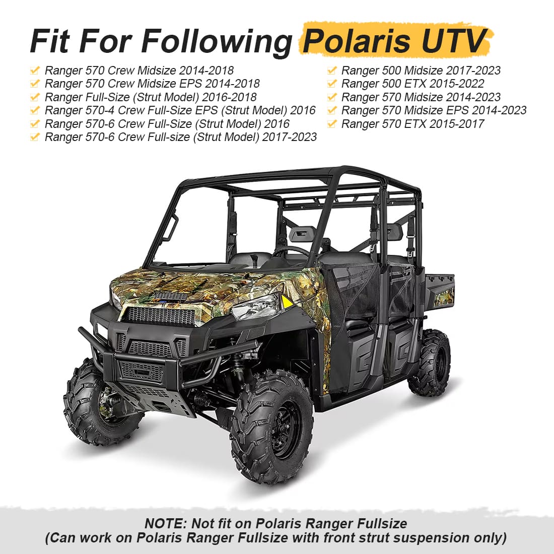 Front & Rear 2" Suspension Lift Kit For Polaris Ranger 500 Ranger Full-Size (Strut Model) 2016-2018