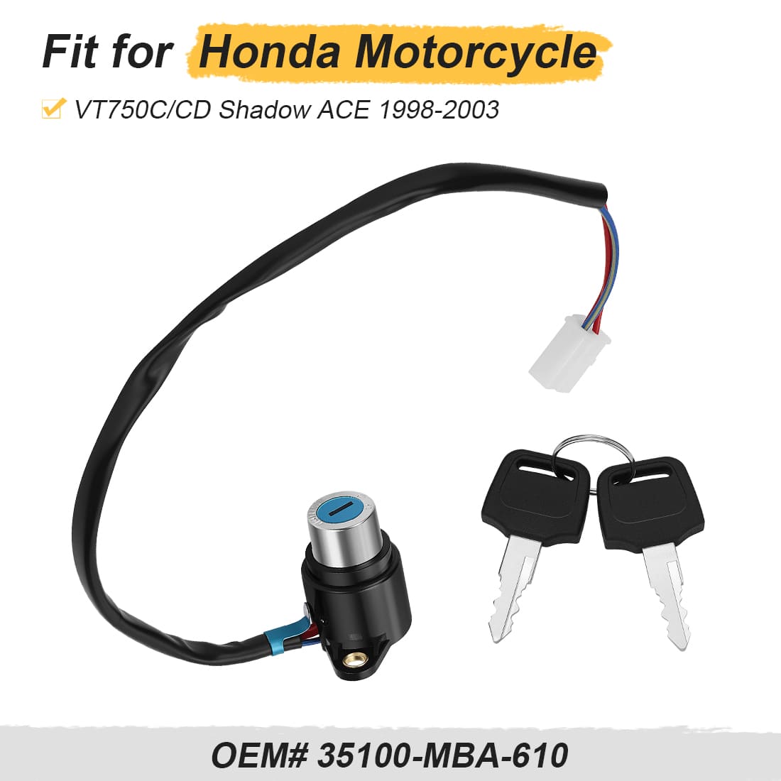 Ignition Key Switch For Honda VT750C/CD Shadow ACE 1998-2003 35100-MBA-610