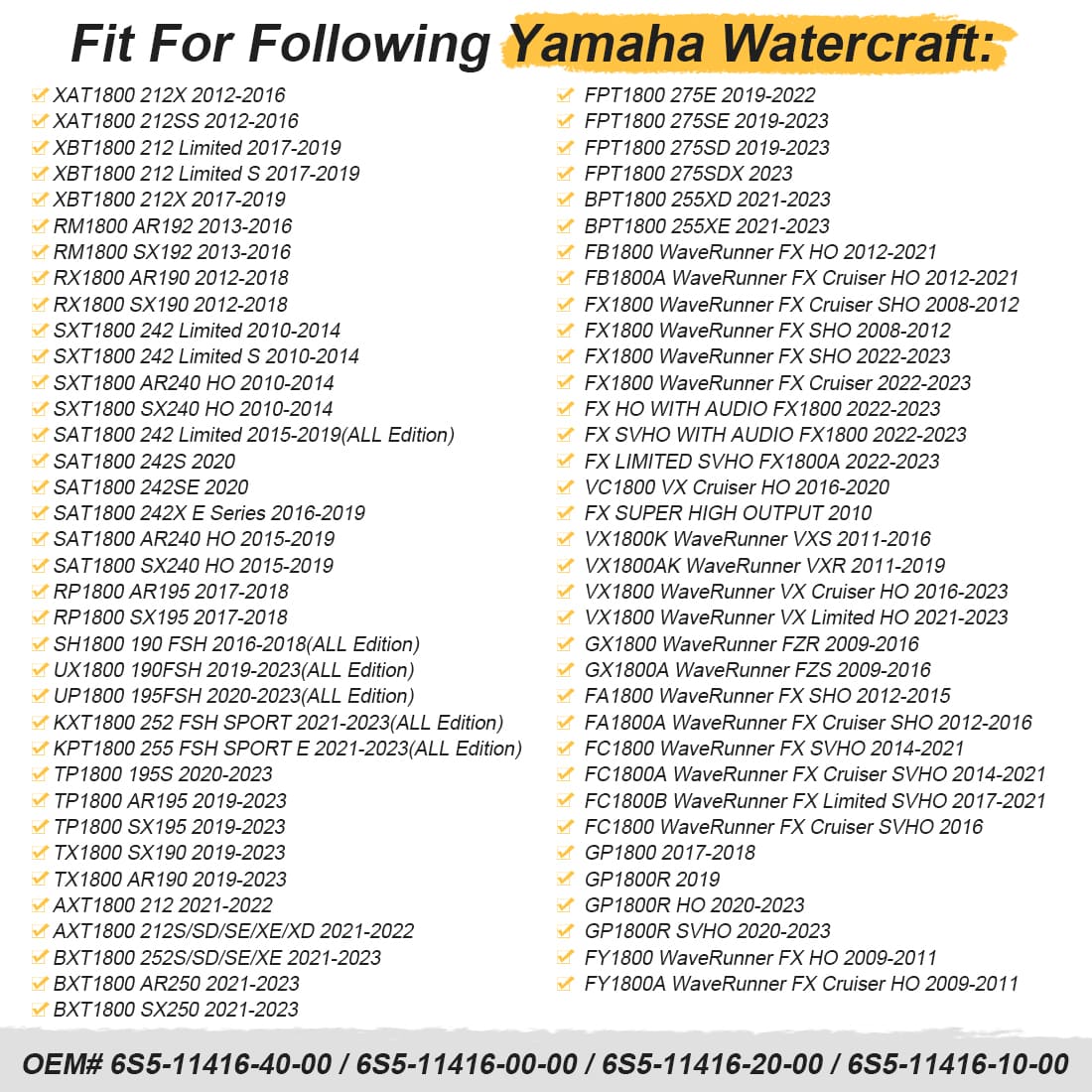 2PCS Crankshaf Main Bearing For Yamaha WaveRunner 1800 FX VX SHO Cruiser Boat XBT1800 SXT1800 SAT1800 212 242 2008-2024 6S5-11416-40-00