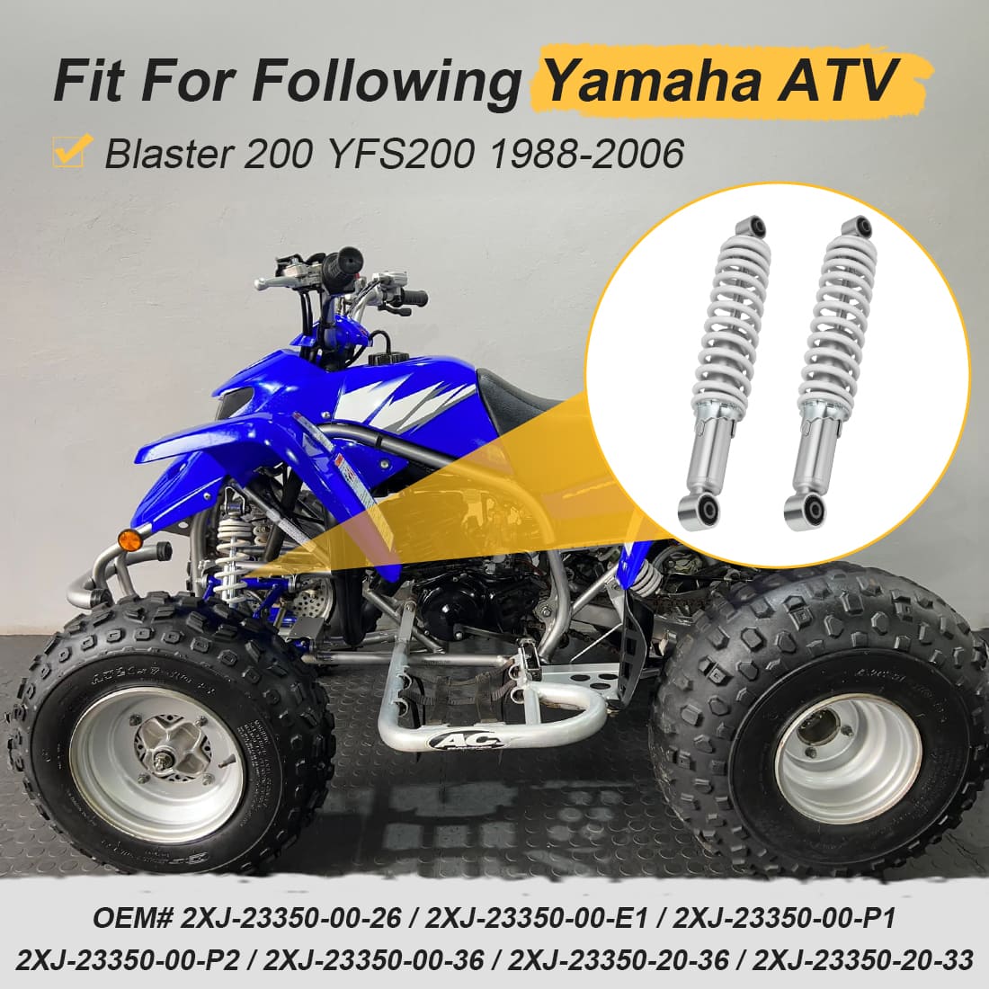 White Front Shock Absorber For Yamaha YFS200 Blaster 200 1988-2006 2XJ-23350-20-36 2XJ-23350-00-36