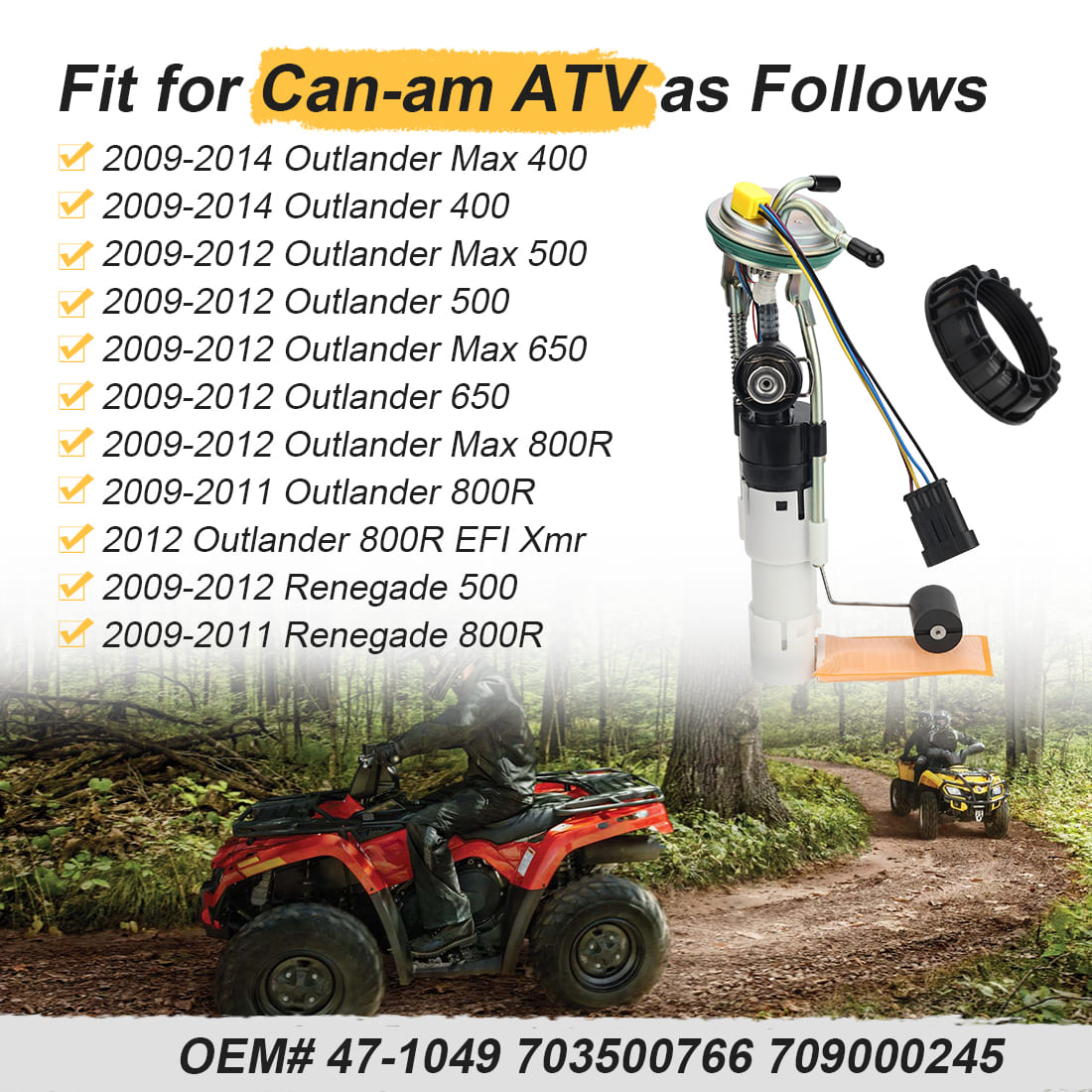 Fuel Pump Assembly for Can-am Outlander (Max) 400 500 650 800R Renegade 500 800 2009-2014 709000245