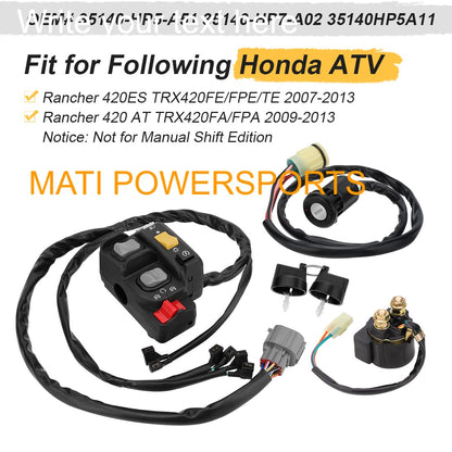 Handlebar & Key Starter & Relay Switch Kit for Honda Rancher 420 ES AT TRX420FE/FPE/TE/FA/FPA 2007-2013