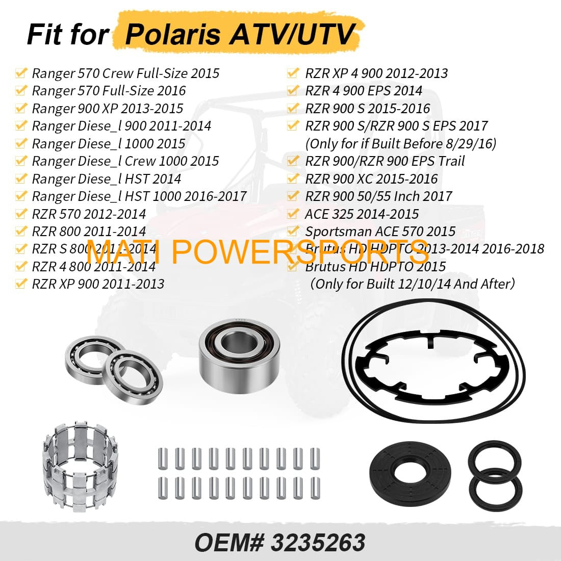 Front Differential Rebuild Kit With Armature Plate For Polaris Ranger 570 RZR 570 900 Ranger Diesel 1000 900 HST