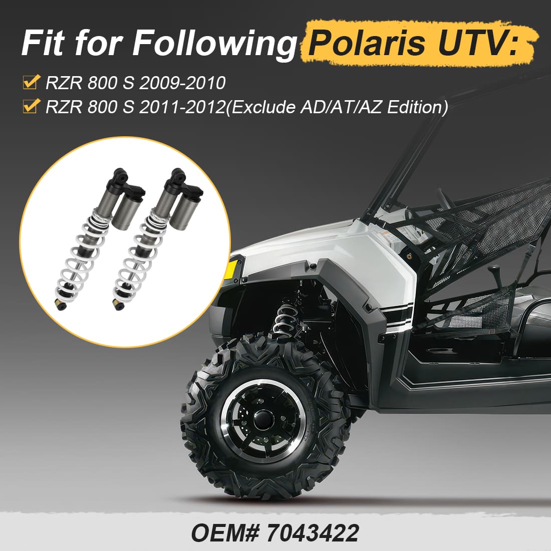 Front Left & Right Air Shocks Absorbers For Polaris RZR 800 S 2009-2012 7043422