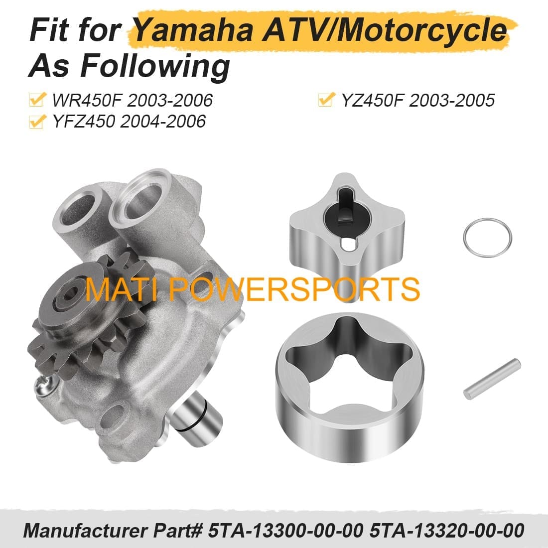 Oil Pump Assy & Outer Rotor Kit for Yamaha YFZ450 YZ450F WR450F 2003-2006 5TA-13300-00-00