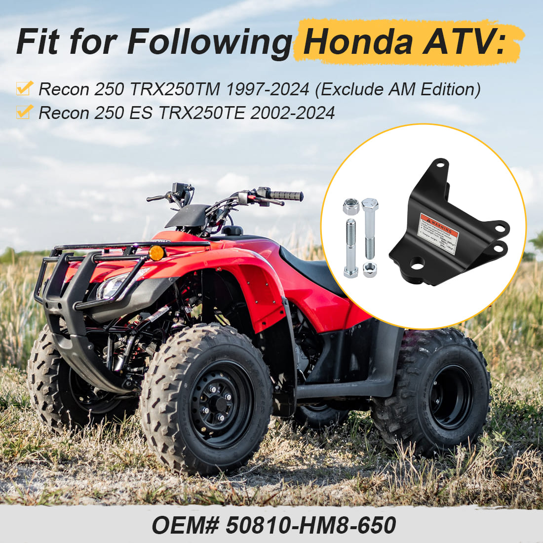 Trailer Hitch For Honda TRX250TM/TE Recon 250 ES 1997-2024 50810-HM8-650