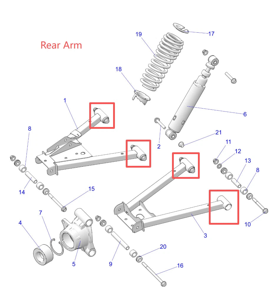 Front Rear Arm Bushing Kit w/ Bolts For Polaris Pro XD Mid-Size /Crew 2022-2025