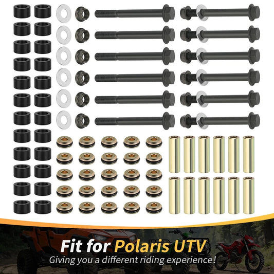 Front Rear Arm Bushing Kit w/ Bolts For Polaris Pro XD Mid-Size /Crew 2022-2025