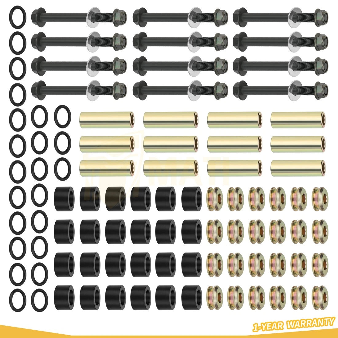 Front Rear Arm Bushing Kit w/ Bolts For Polaris Pro XD Mid-Size /Crew 2022-2025