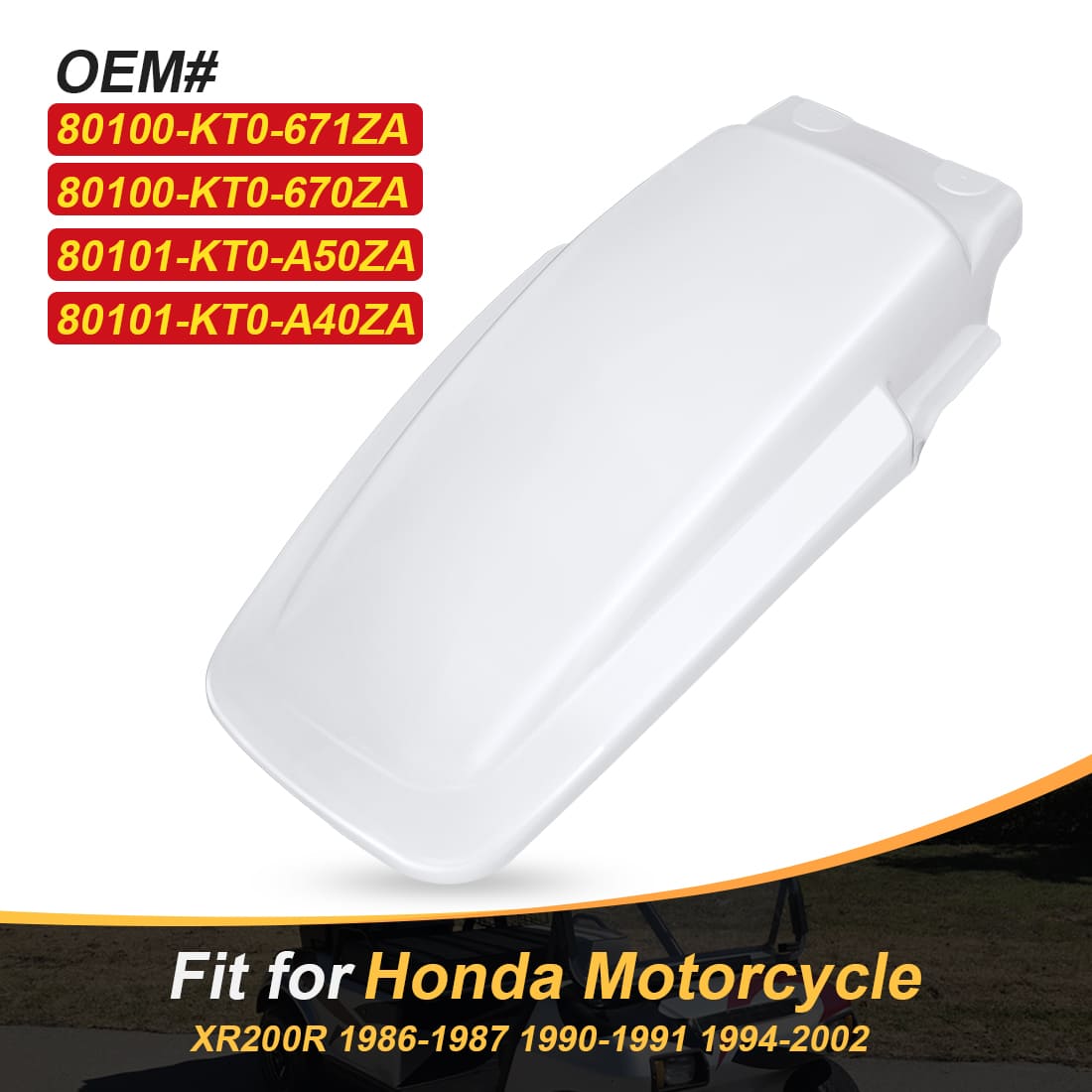 White Rear Fender For Honda XR200R 1986-2002 80100-KT0-671ZA