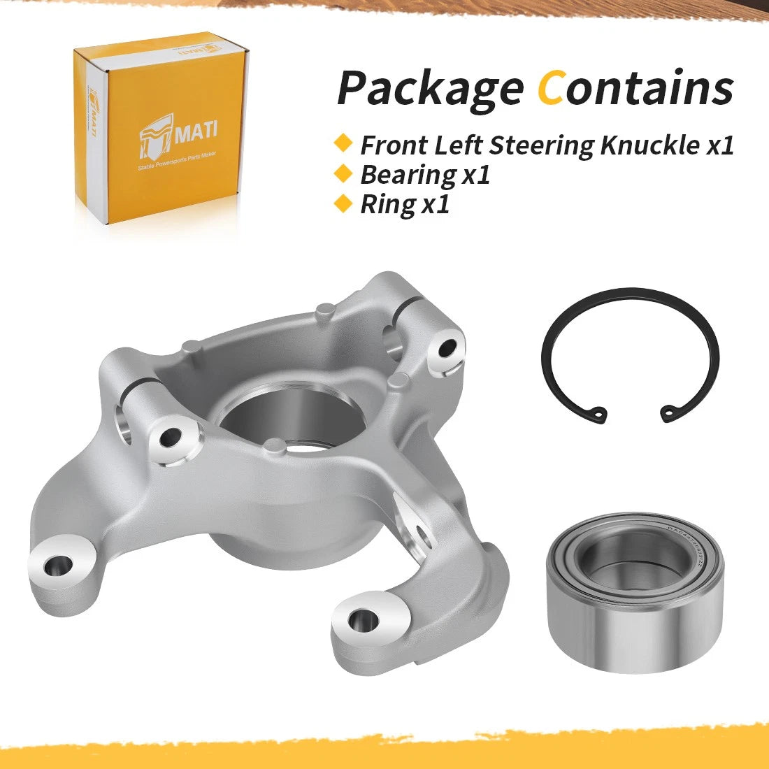Front Left Steering Knuckle & Bearing Kit For Polaris Sportsman Scrambler 550 850 1000 2009-2025 1822945 5136733