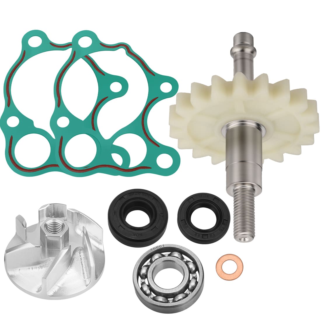 Water Pump Impeller & Shaft Gear & Gaskets Rebuild Kit For Honda CR500R 1986-2001 19240-ML3-000