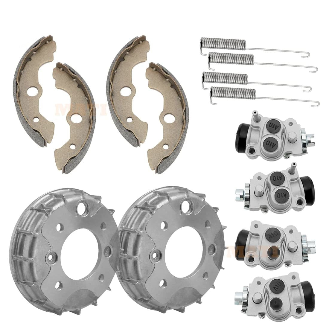 Front Left & Right Brake Wheel Cylinders Drums Shoes Kit for Honda Rancher 400 TRX400FA/FGA 2004-2007