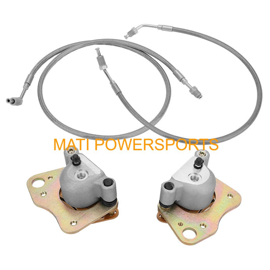 Front Left & Right Brake Caliper & Hose Line for Polaris Ranger 425 500 TM 650 2000-2004 1910510 1910485