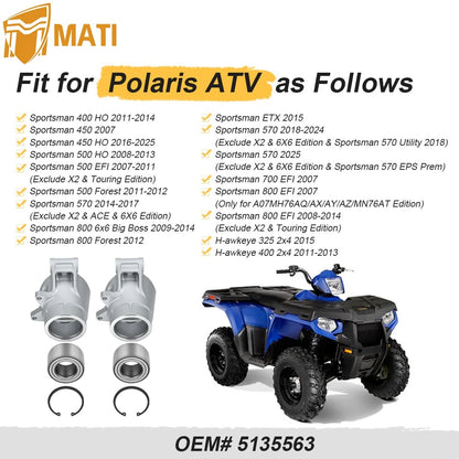 2PCS Rear Wheel Bearing Carrier & Bearing Kit For Polaris Sportsman 400 450 500 570 700 800 Hawkeye 325 400 2007-2025 5135563