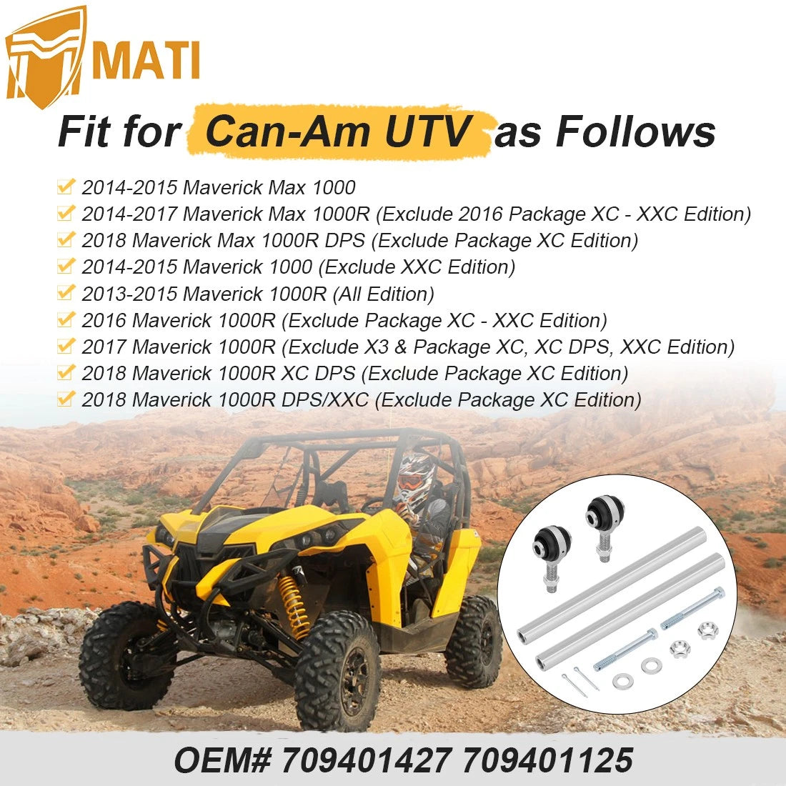 Heavy Duty Tie Rod & End Kit for Can-Am Maverick Max 1000 1000R 2014-2017 709401125